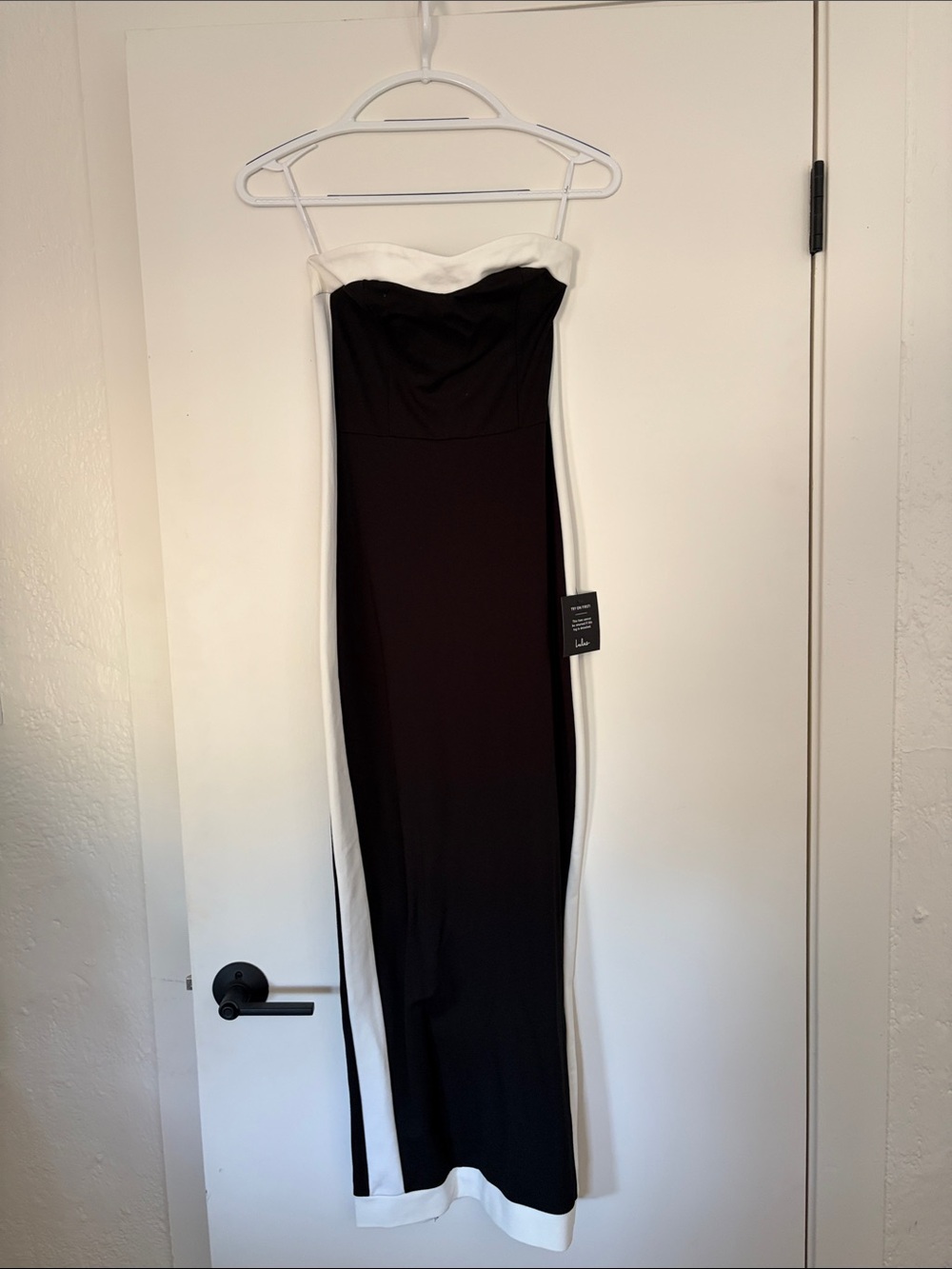 Strapless Black and White Bodycon Dress